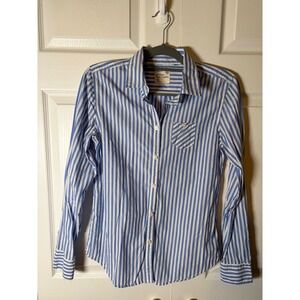 American Eagle Outfitters Womens Blue White Striped Button Down Shirt Medium M